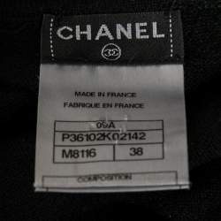 Pre Owned Chanel Monochrome Jacquard Wool Long Sleeve Sheath Dress M