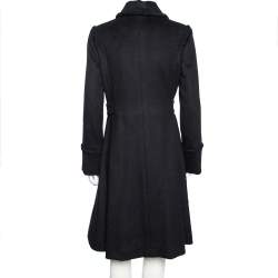 Pre Owned Chanel Black Cashmere Braided Trim Detail Double Breasted Coat M