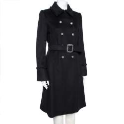 Pre Owned Chanel Black Cashmere Braided Trim Detail Double Breasted Coat M