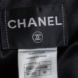 Pre Owned Chanel Black Cashmere Braided Trim Detail Double Breasted Coat M