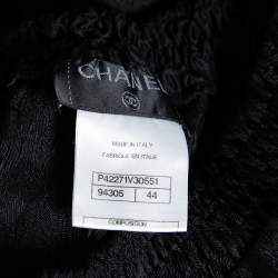 Pre Owned Chanel Black Patterned Silk Elastic Waist Pants M