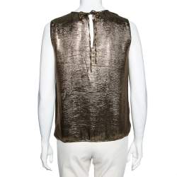 Chanel Gold Lurex Silk Pleated Sleeveless Top M