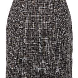 Pre Owned Chanel Black Tweed Box Pleated Mini Skirt M