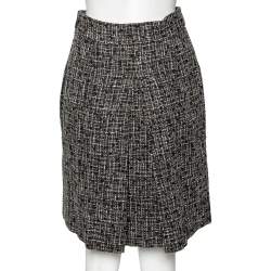 Pre Owned Chanel Black Tweed Box Pleated Mini Skirt M