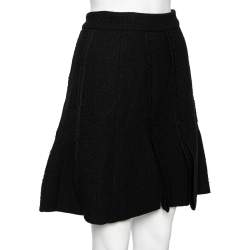 Pre Owned Chanel Black Tweed Paneled Mini Skirt M