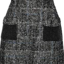 مملوكة مسبقًا Chanel Black Patterned Wool Mini Skirt L