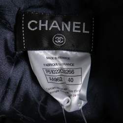 Pre Owned Chanel Black Leather Contrast Tweed Detailed Pants M