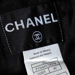 Chanel Black Wool Flared Hem Detailed Button Front Jacket M 