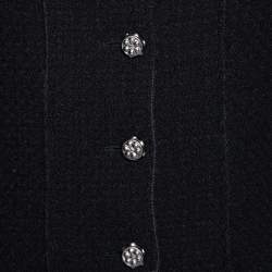 Chanel Black Wool Flared Hem Detailed Button Front Jacket M 