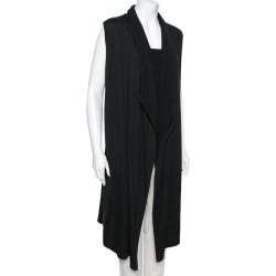 Pre Owned Chanel Dark Grey Cashmere Sleeveless Cardigan M