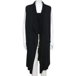 Pre Owned Chanel Dark Grey Cashmere Sleeveless Cardigan M