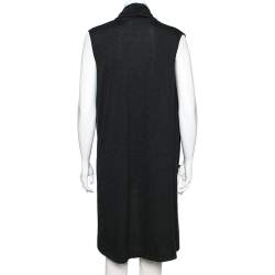 Pre Owned Chanel Dark Grey Cashmere Sleeveless Cardigan M