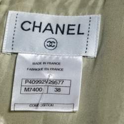 Pre Owned Chanel Light Green Polk Dotted Overlay Tweed Mini Skirt M