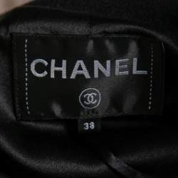 Chanel Black Wool Open Front Overcoat M