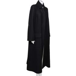 Chanel Black Wool Open Front Overcoat M