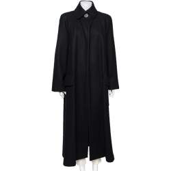 Chanel Black Wool Open Front Overcoat M