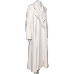 Chanel White Cashmere Open Front Overcoat M