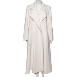 Chanel White Cashmere Open Front Overcoat M
