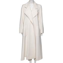 Chanel White Cashmere Open Front Overcoat M Chanel