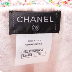 Chanel Pink Knit Sequin Embellished Crewneck Jumper S