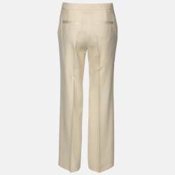 Pre Owned Chanel Cream Wool Straight Pants M