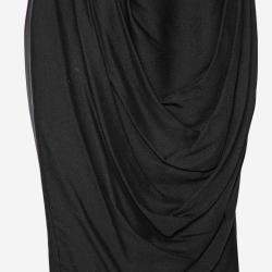 Pre Owned Chanel Black Silk Crepe Draped Skirt M