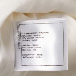 Chanel Ivory Tweed Pocketed Button Front Jacket L
