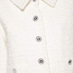 Chanel Ivory Tweed Pocketed Button Front Jacket L