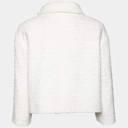 Chanel Ivory Tweed Pocketed Button Front Jacket L