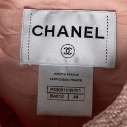 Chanel Pink Tweed Pocket Detail Button Front Jacket L