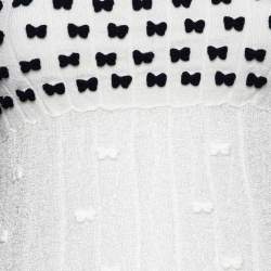 Chanel White Perforated Knit Bow Appliqued Sleeveless Top L
