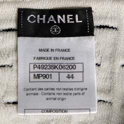 Chanel White Perforated Knit Bow Appliqued Sleeveless Top L