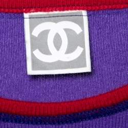 Pre Owned Chanel Purple Cashmere Crew Neck Long Sleeve Sweater S