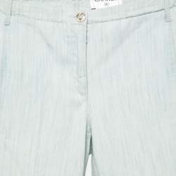 Chanel Blue Cotton Flared Hem Trousers S