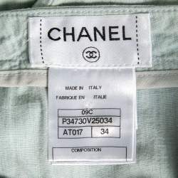 Chanel Blue Cotton Flared Hem Trousers S