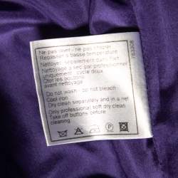 Chanel Purple Silk Puffy Ruffle Trimmed Belted Button Front Coat S