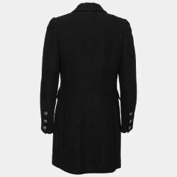 Pre Owned Chanel Black Textured Wool Long Sleeve Blazer M