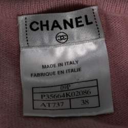 مملوكة مسبقًا Chanel Pink Cashmere Knitted Detail Sleeveless Top M