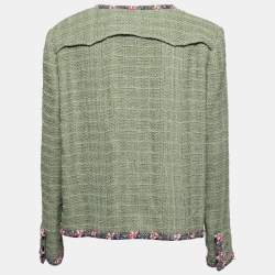 Chanel Green Fantasy Tweed Button Front Jacket XXL