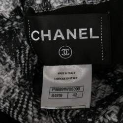 Chanel Grey Checked Tweed Print Technical Fabric Reversible Jacket L