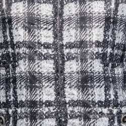 Chanel Grey Checked Tweed Print Technical Fabric Reversible Jacket L