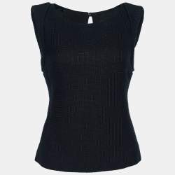 Chanel Black Textured Cotton Sleeveless Top M