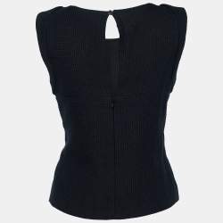Chanel Black Textured Cotton Sleeveless Top M