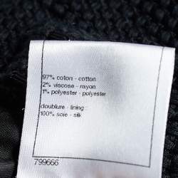 Pre Owned Chanel Black Textured Cotton Overlay Detail Skirt M