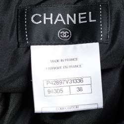 Pre Owned Chanel Black Textured Cotton Overlay Detail Skirt M