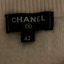 Chanel Cream Patterned Cashmere Pocket Detailed Skirt L