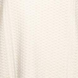 Chanel Cream Textured Cashmere Long Sleeve Sweater L