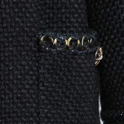Pre Owned Chanel Black Alpaca Wool Chain Trimmed Open Front Jacket L