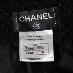 Chanel Black Patterned Wool Open Front Blazer & Pencil Skirt Set M