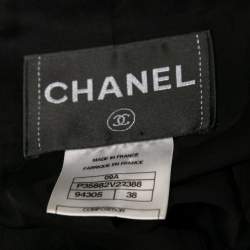 Chanel Black Patterned Wool Open Front Blazer & Pencil Skirt Set M